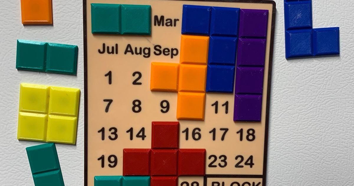 Block Your Calendar Tetris Style Daily Puzzle Game by mcfada