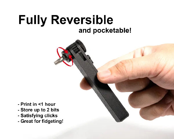 Reversible Ratcheting Pocket Hex Driver w/ Bit Storage