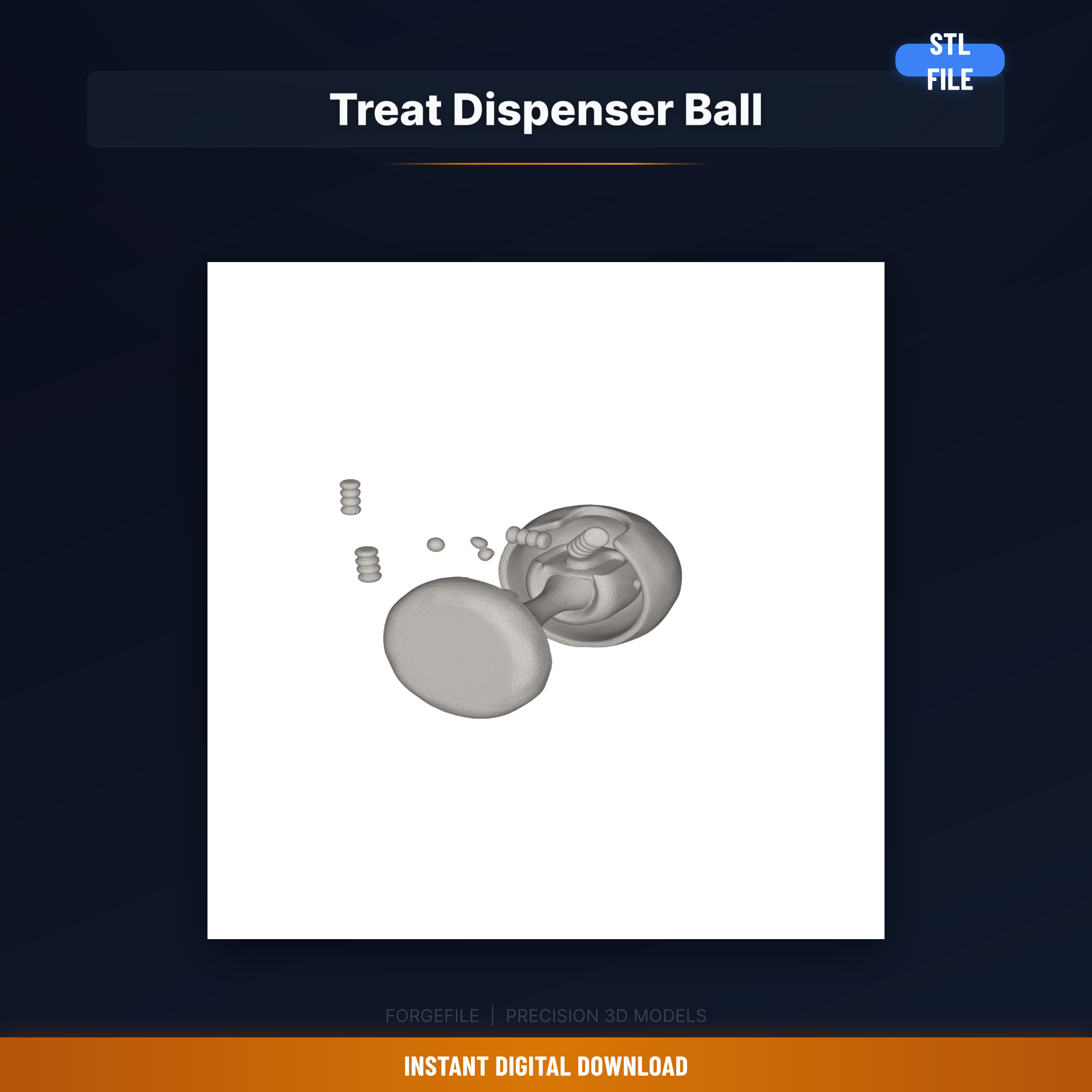 Treat Dispensing Ball Toy, Adjustable Opening, Rolls And Releases - 3D Printable STL File