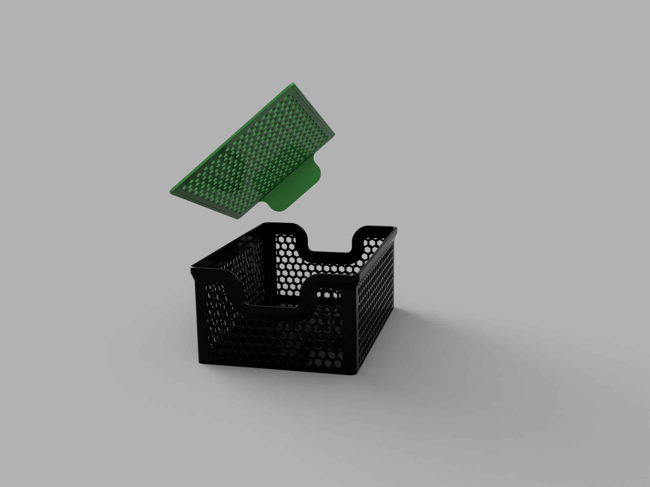 Miniatura 4 do modelo 3D Rectangular 140x200mm Stacking Baskets & Lid - Hexagon Pattern