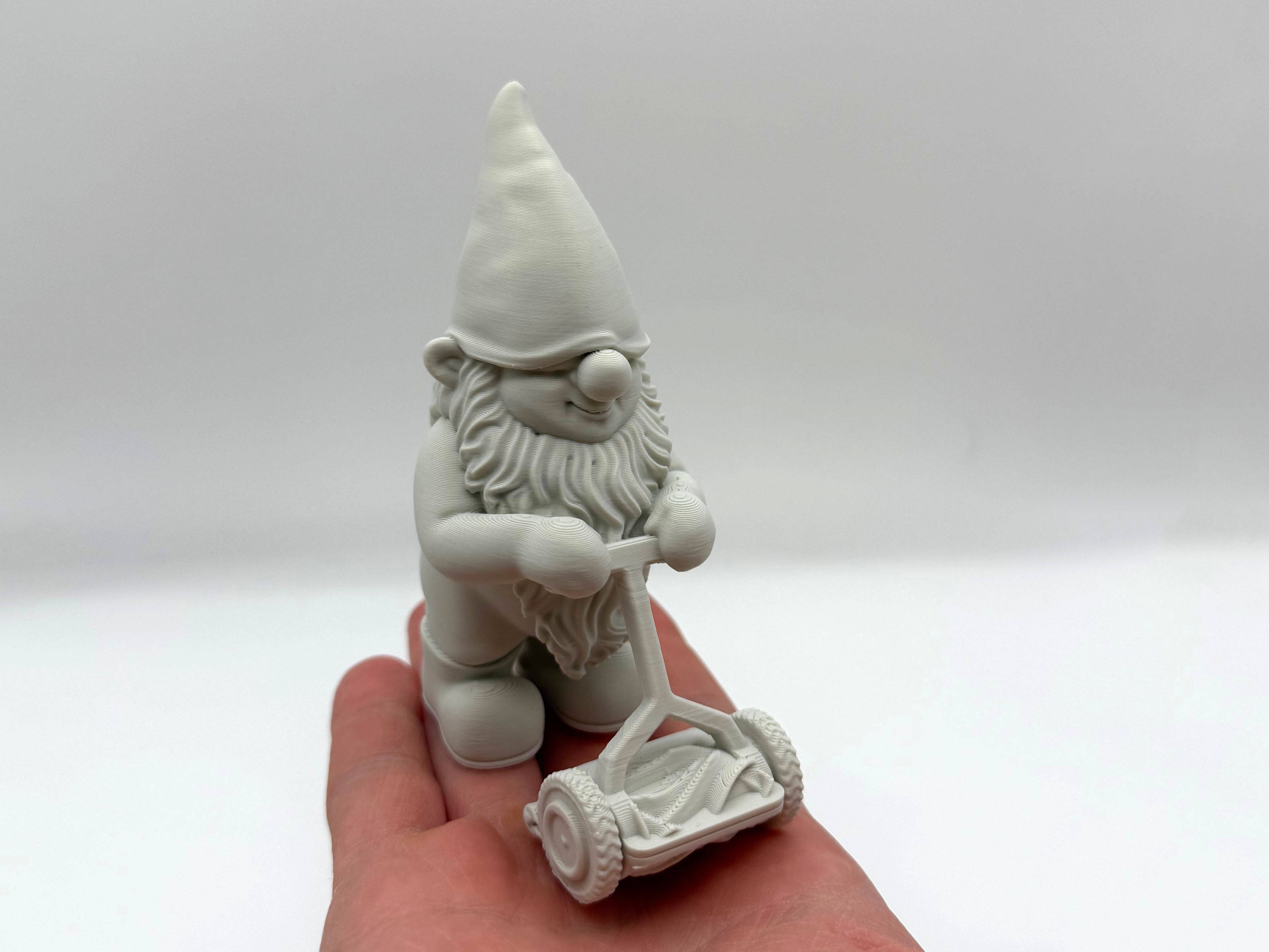 Funny Lawnmower Gnome
