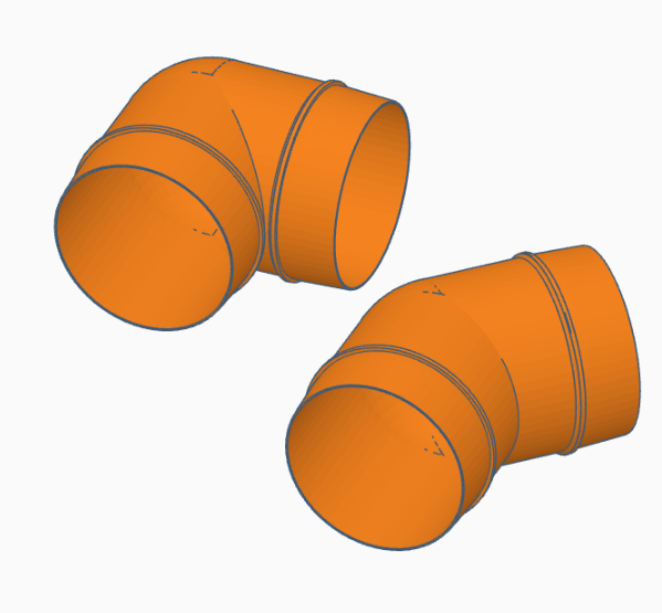 Ventilation Ø 100mm bend 90/135 degree and 1-to-2 and 1-to-3 V2