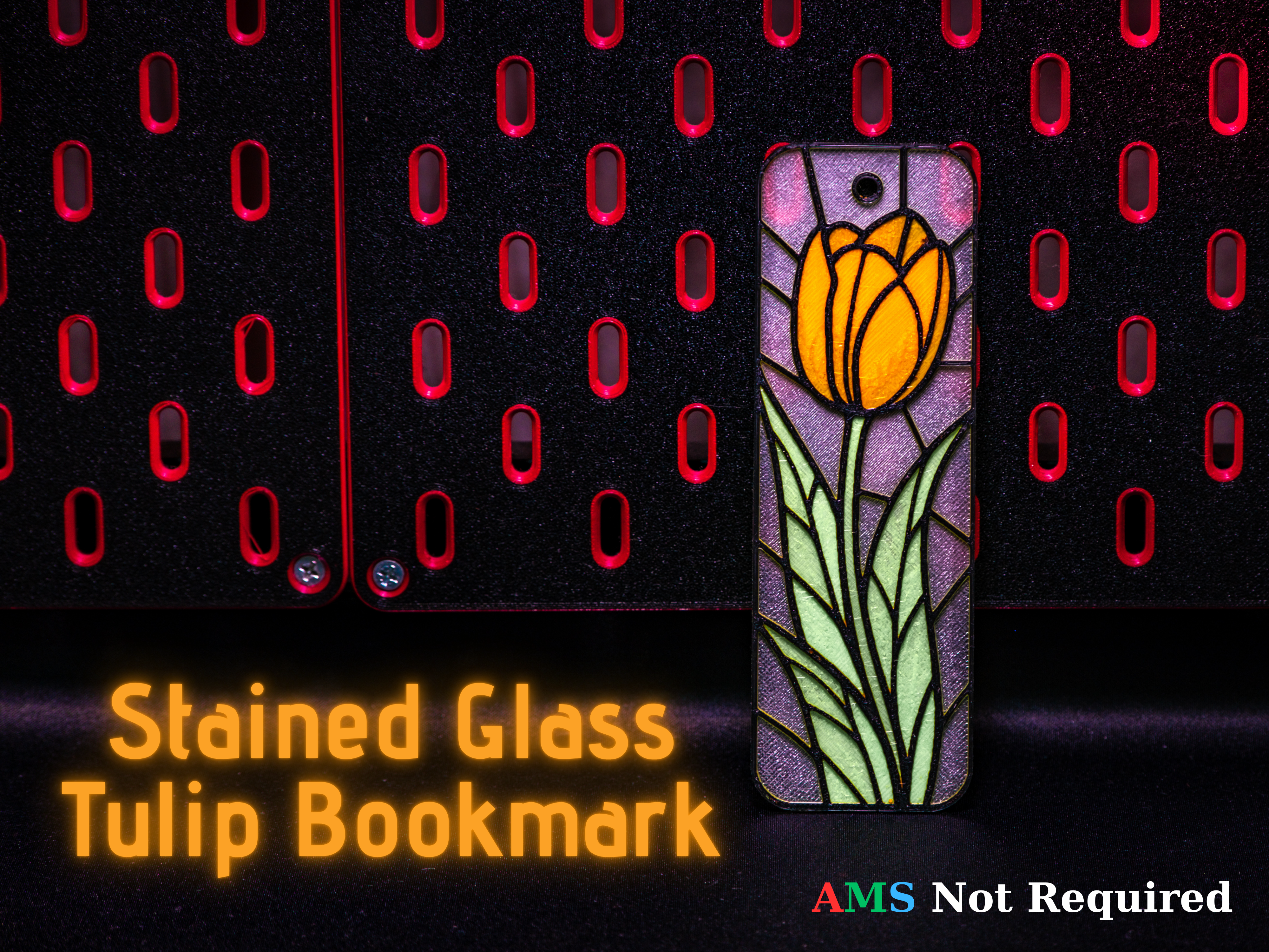 Stained Glass Tulip - Hueforge Bookmark