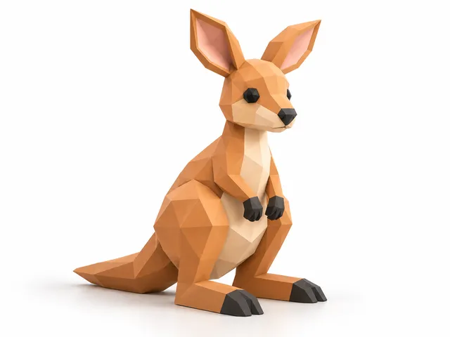 Low Poly Kangaroo – Geometric Minimal Animal | Abstract Minimal Animals Set 4
