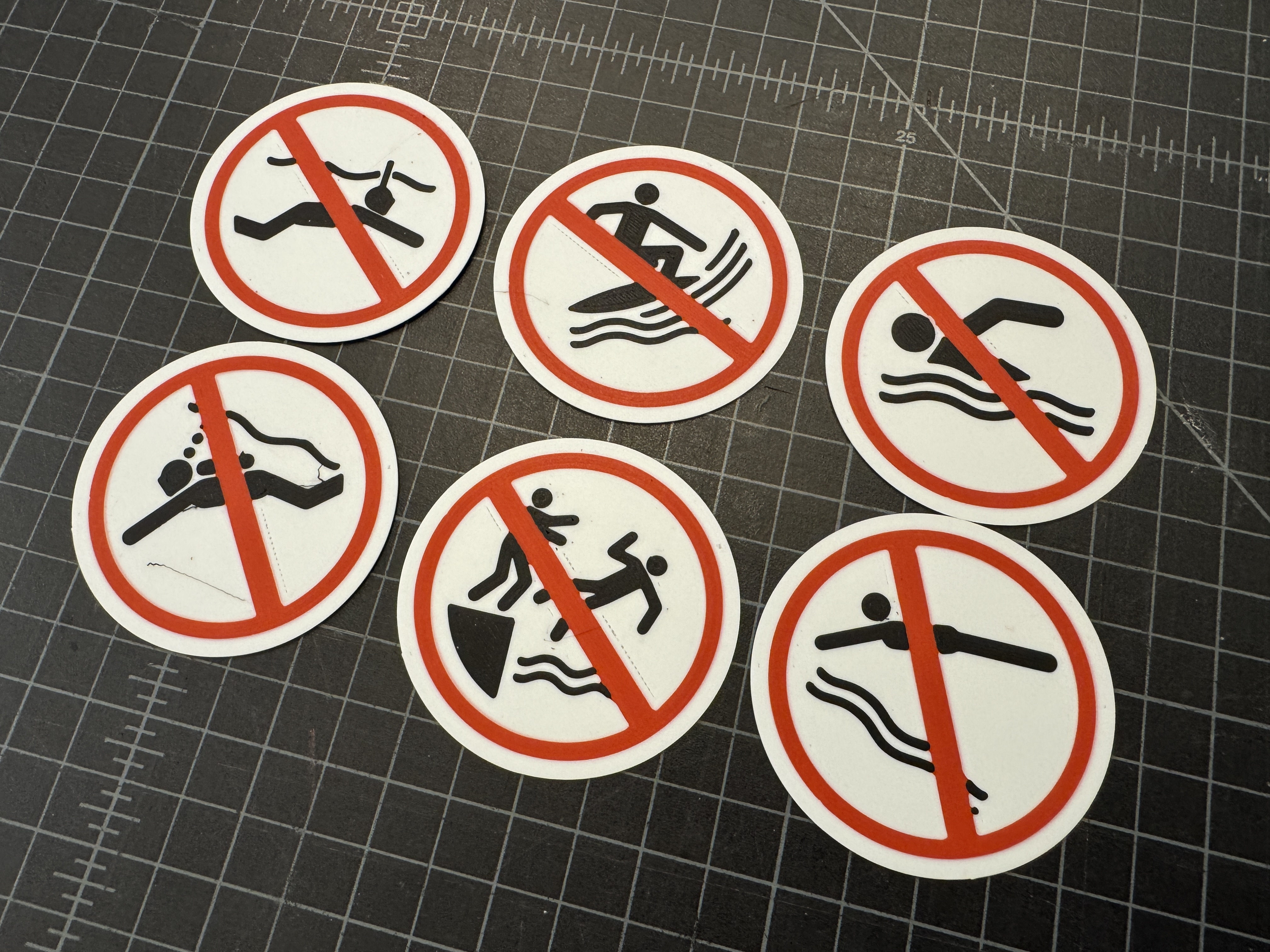 ISO Water Prohibition Signs badge/magnet for multicolor