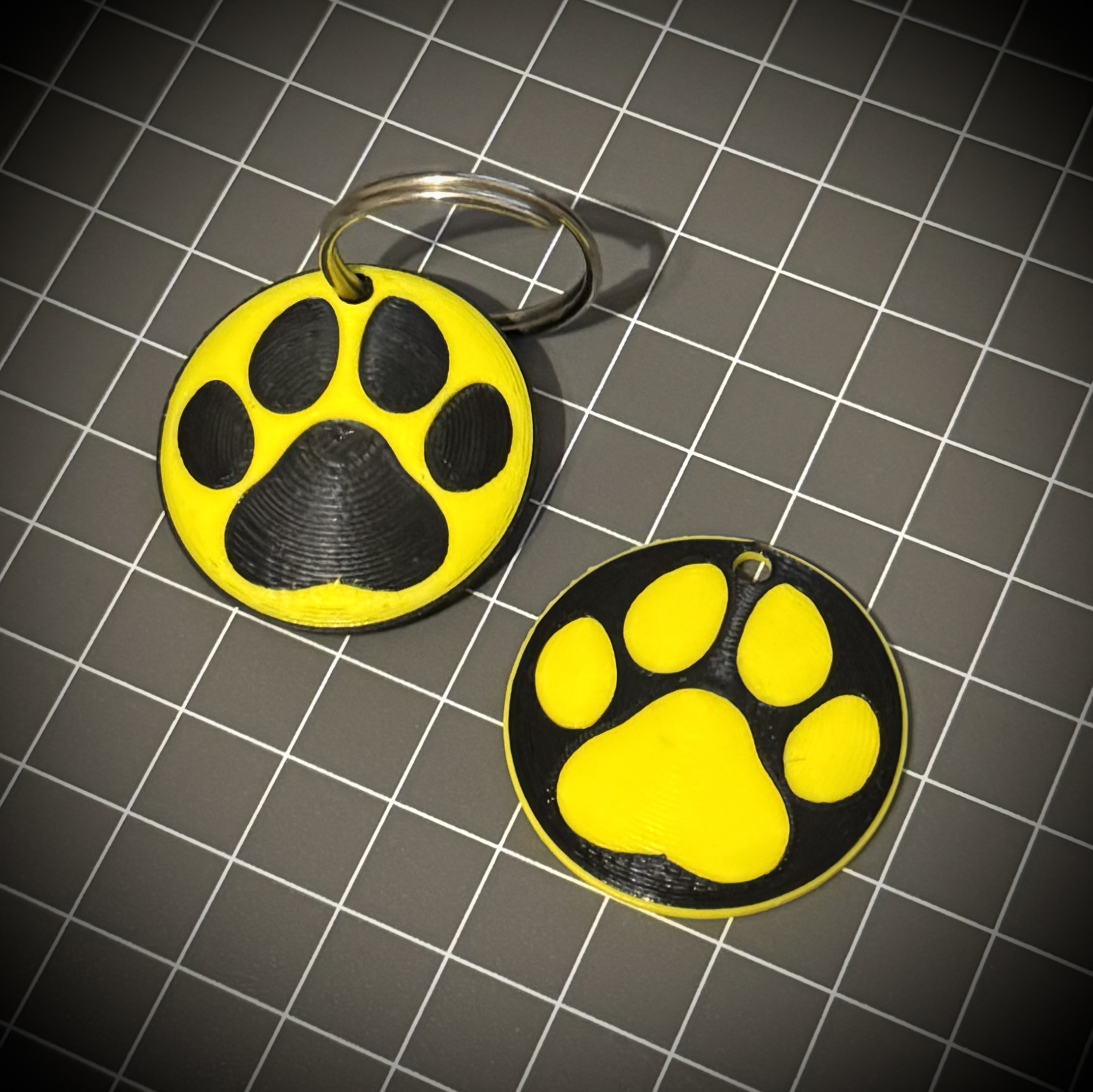 Dog Paw Print Dome Shaped Key Ring (2 piece for multicolor)