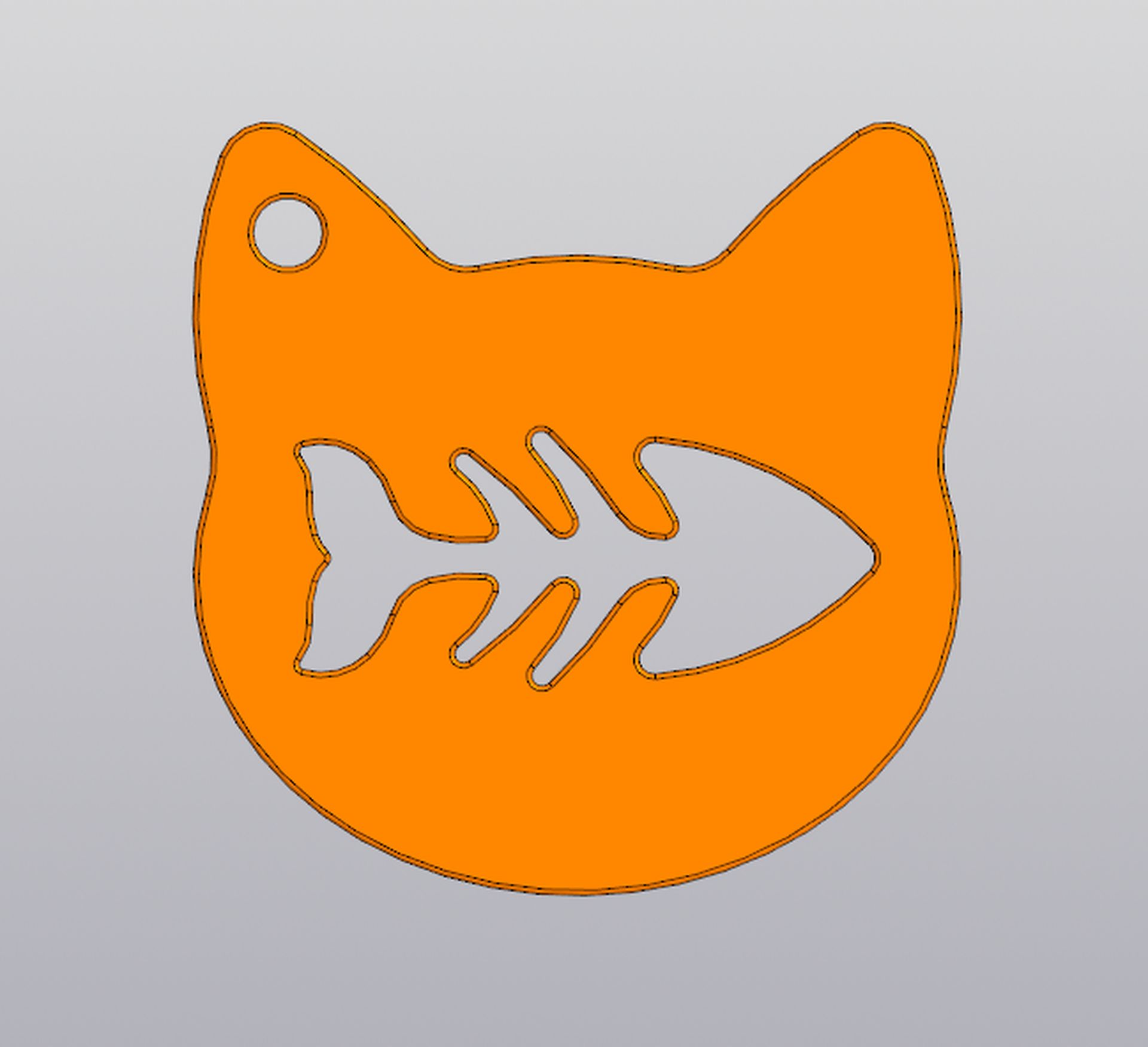 Cat and fish skeleton Keychain