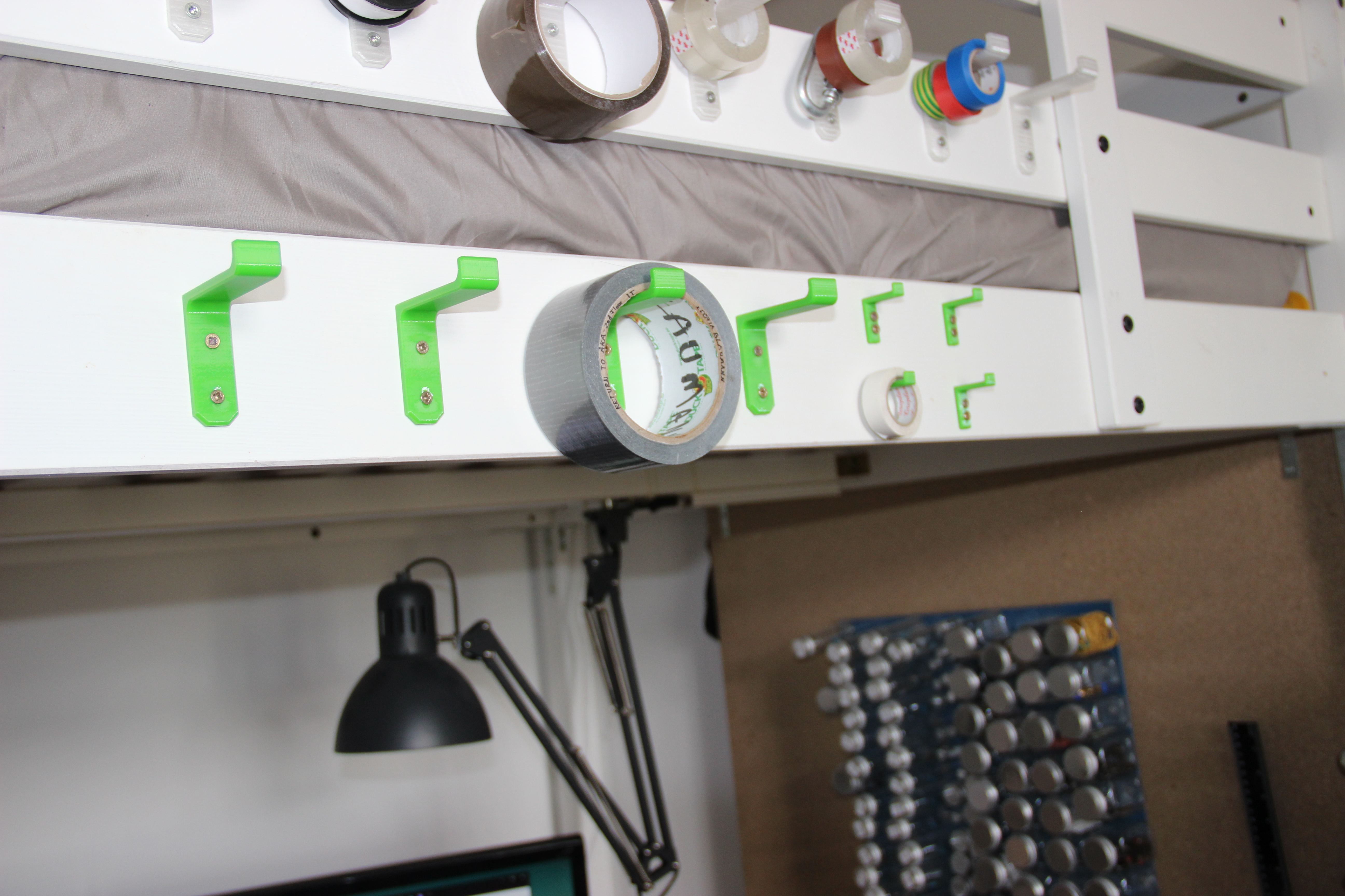 Hooks for duck tape and electric tape