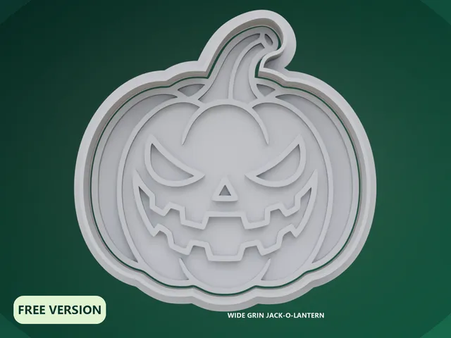 Jack-o-Lantern Faces Cookie Cutter STL โ 3D Print Wide Grin Pumpkin Biscuit Mold
