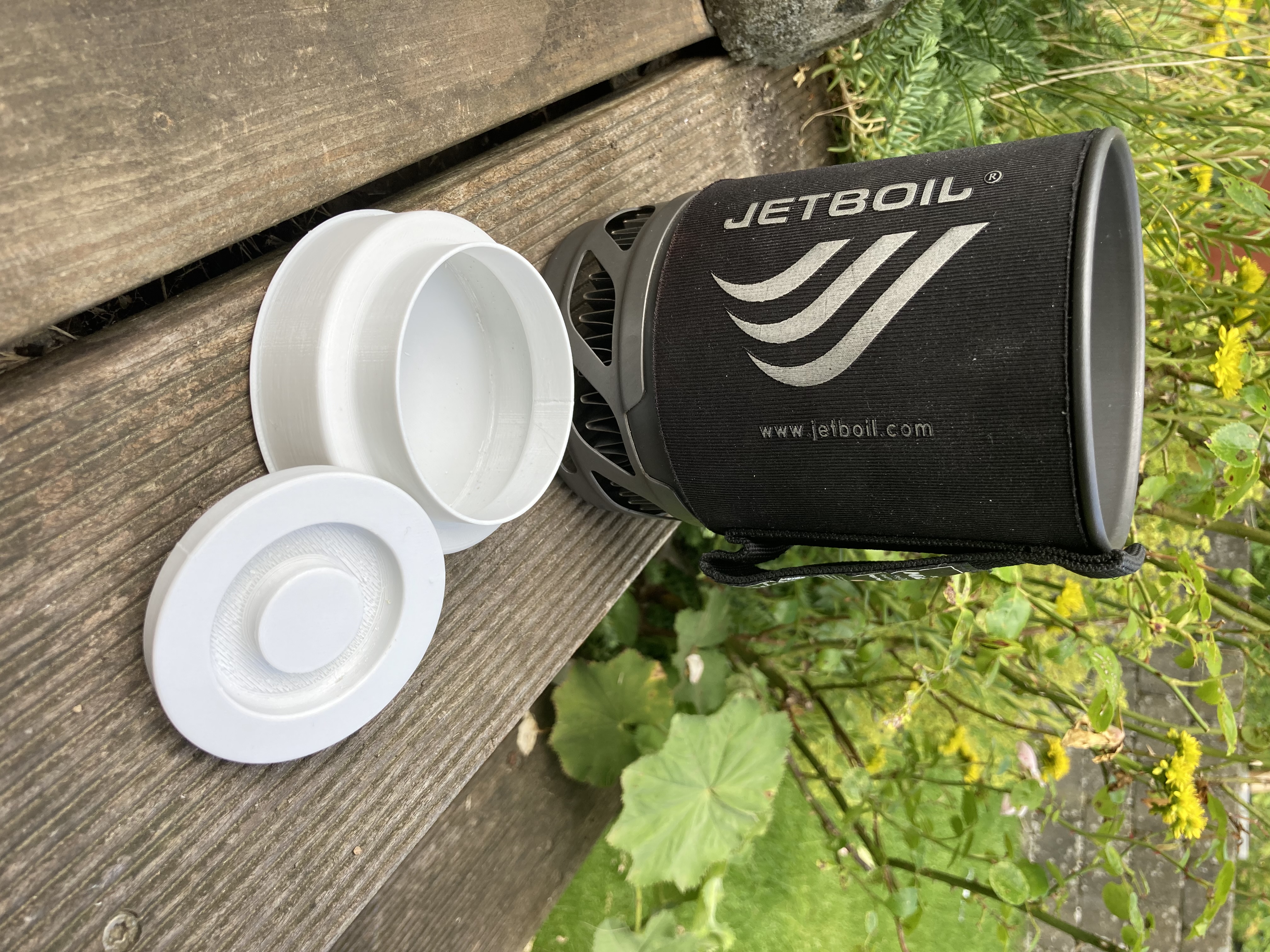 Jetboil with integrated container for e.g. coffee or tea