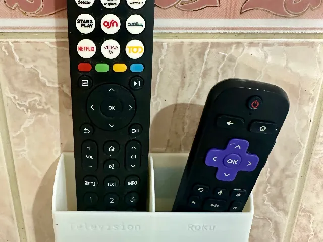 TV/Roku Remote Holder with groove for double sided tape