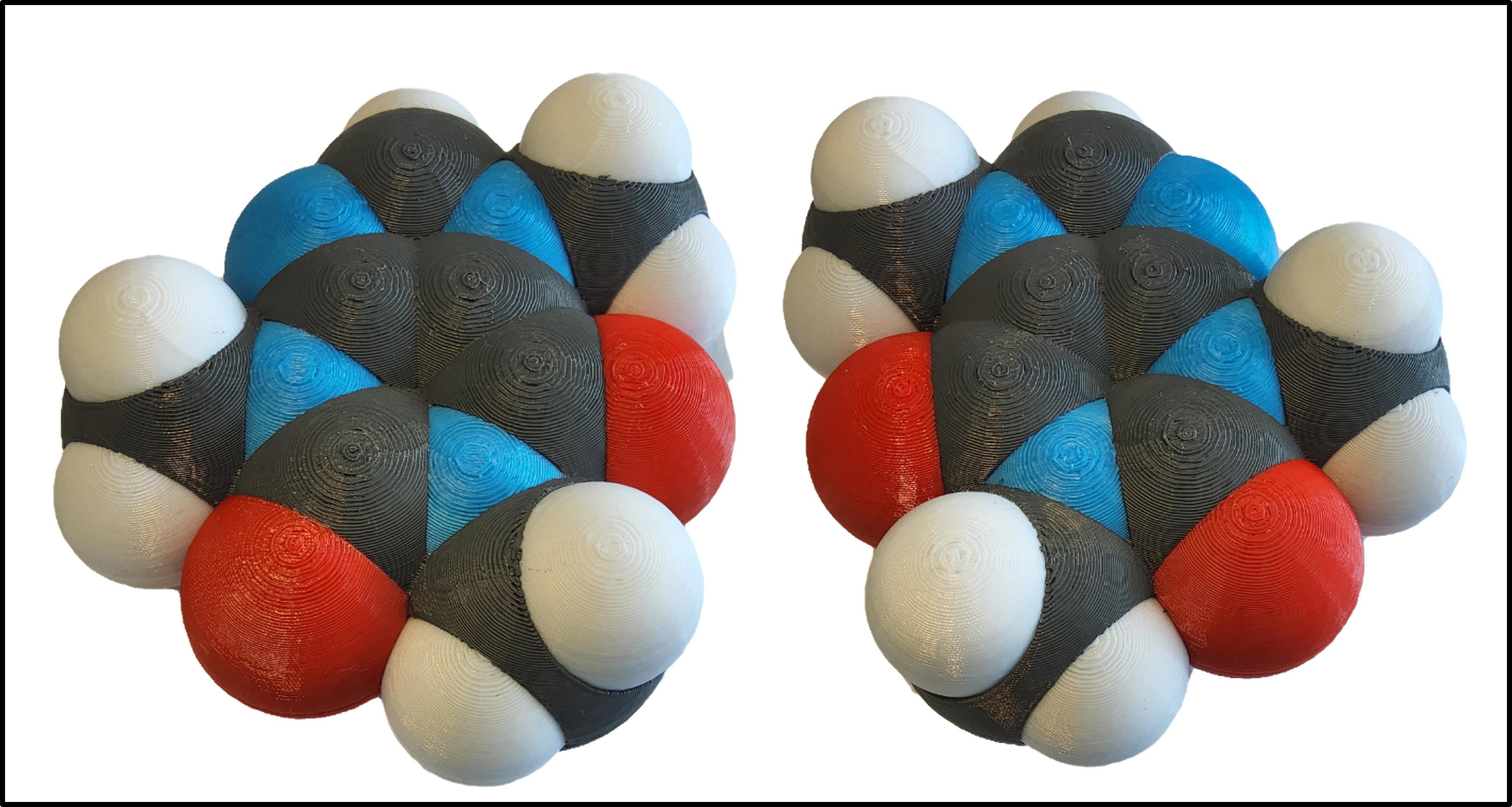 Multicolour Space-filling Molecular Model of Caffeine
