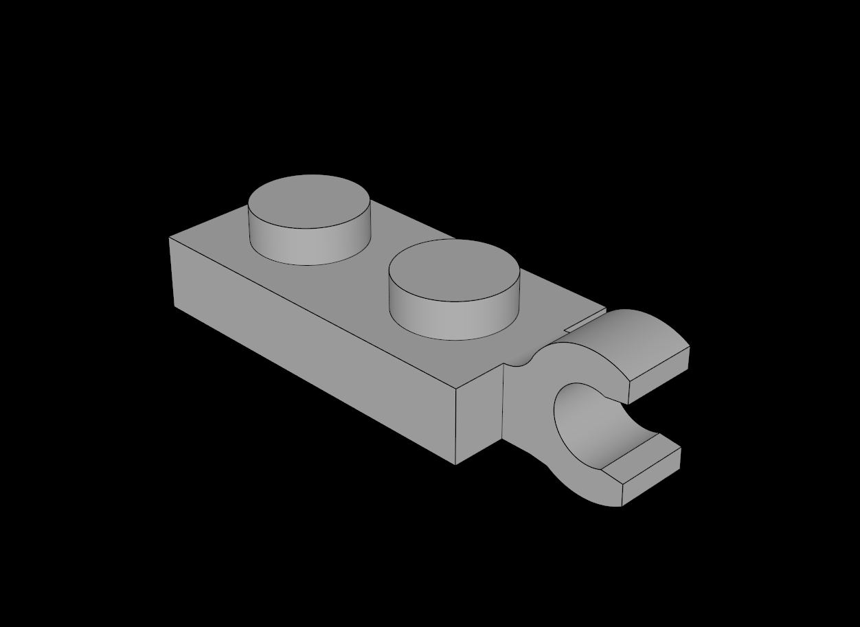 Lego Compatible (63868.dat) Plate  1 x  2 with Clip Horizontal on End (Thick C-Clip)
