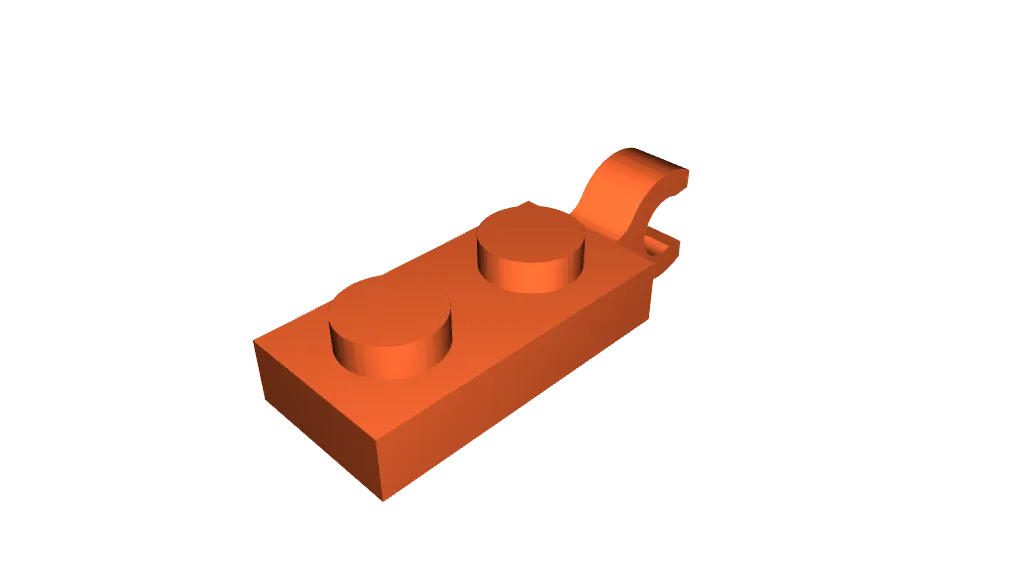3Dパーツ参考画像 Lego Compatible (63868.dat) Plate 1 x 2 with Clip Horizontal on