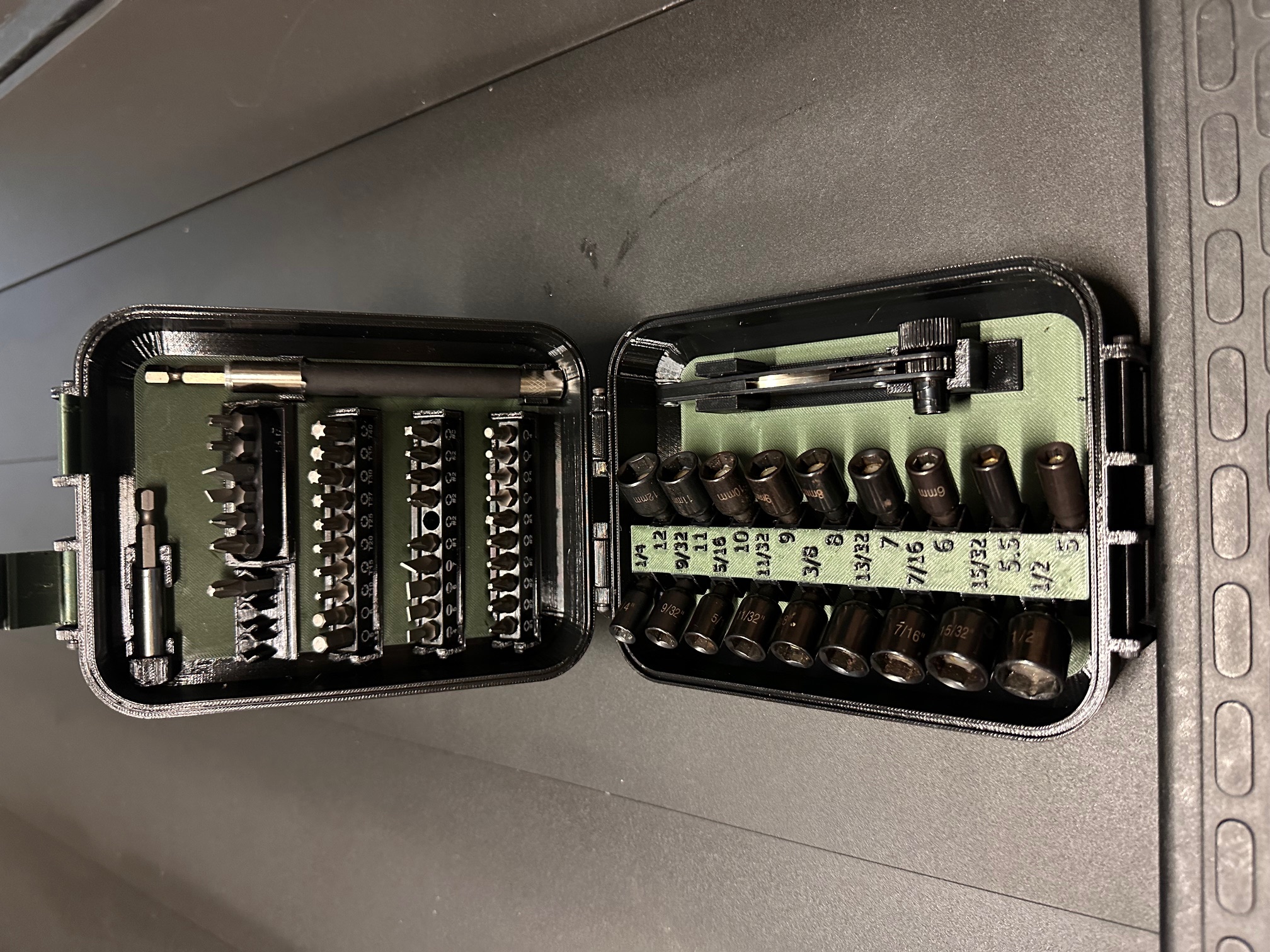 Storage box for Harbor Freight Right Angle Screwdriver, Bits,  Magnetic Nutsetters and Driver Extension