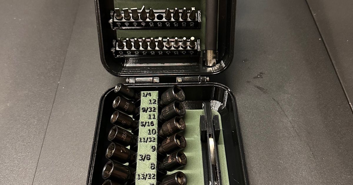 Storage box for Harbor Freight Right Angle Screwdriver, Bits,