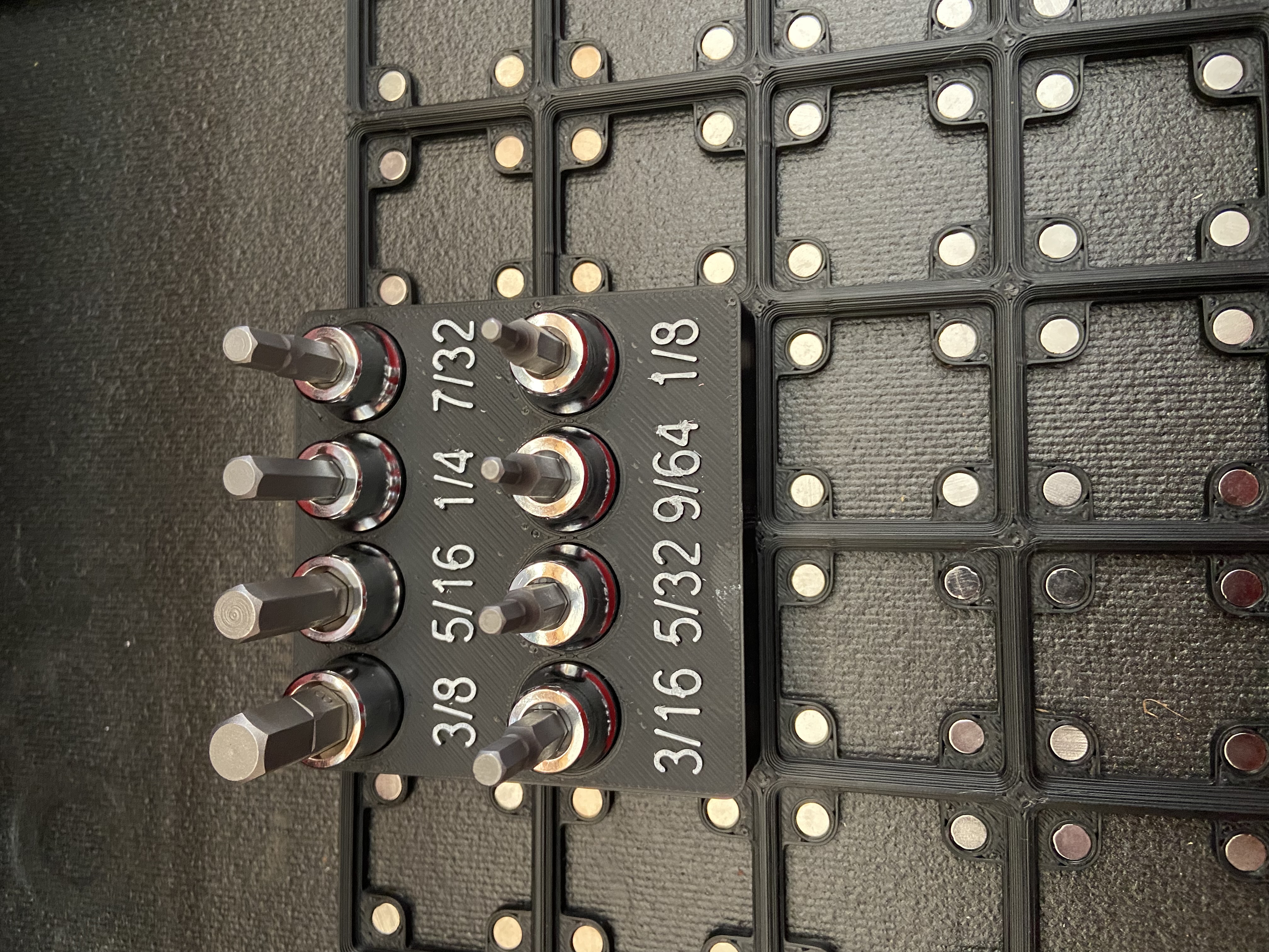 Gridfinity Socket Holder. Made to fit the Performance Tool SAE Male Allen Socket Set