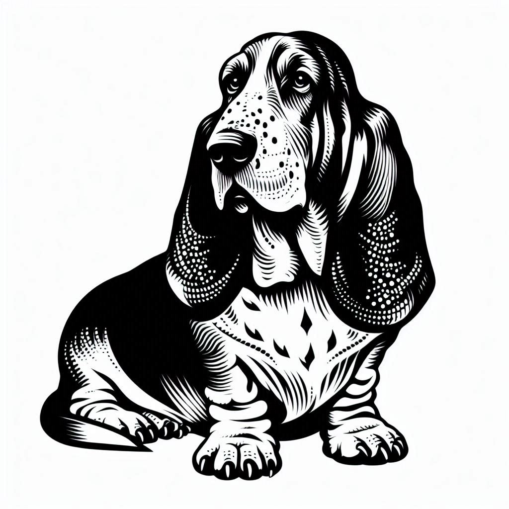 Wall art: Basset hound 3 (two colours)