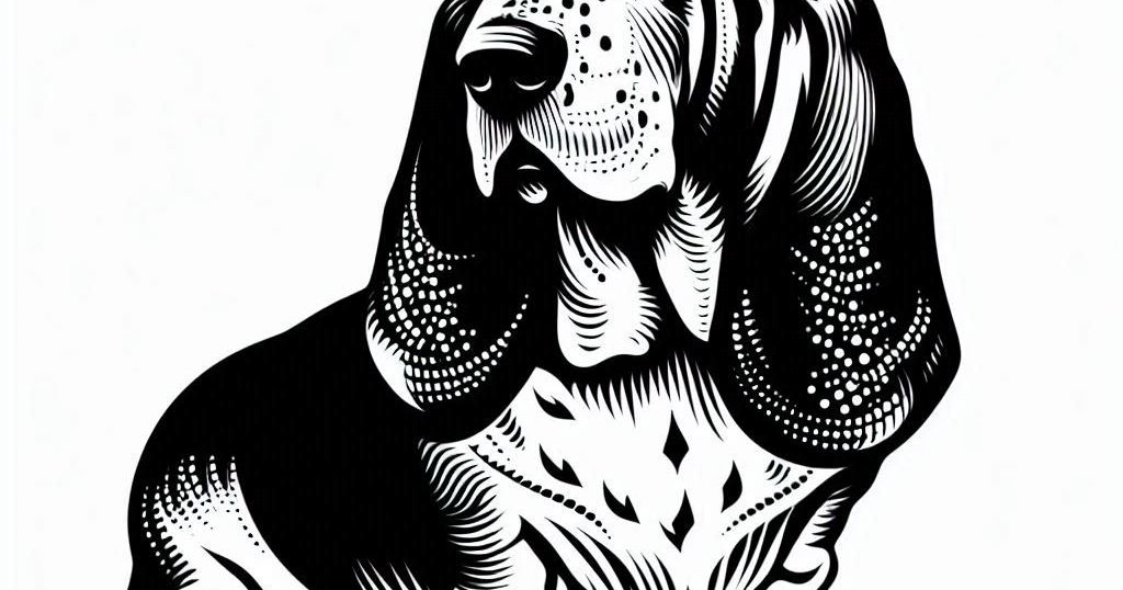 Wall art: Basset hound 3 (two colours) by Nina Máčová | Download free ...