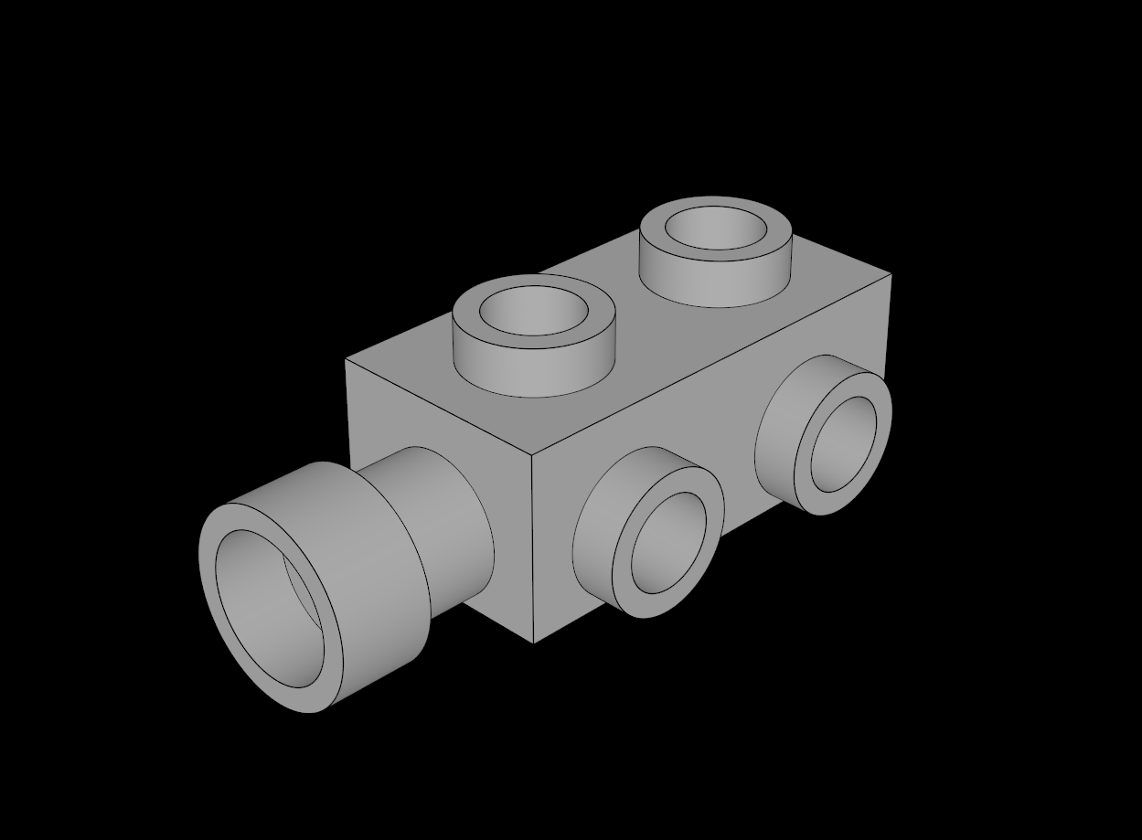 Lego Compatible (4595.dat) Brick  1 x  2 x  0.667 with Studs on Sides