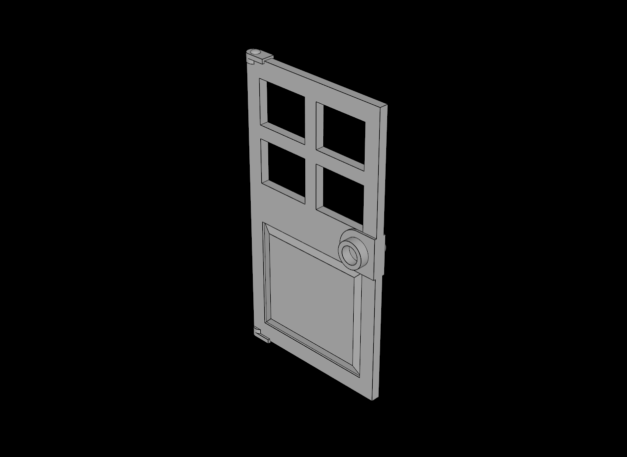 Lego Compatible (60623.dat) Door  1 x  4 x  6 with 4 Panes and Stud Handle