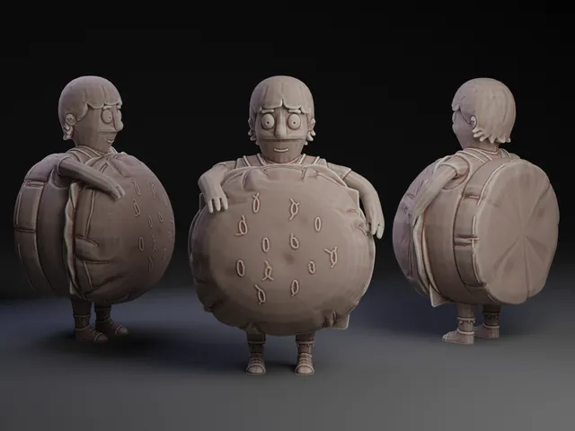 Gene in Burger Suit: Bobs Burgers.