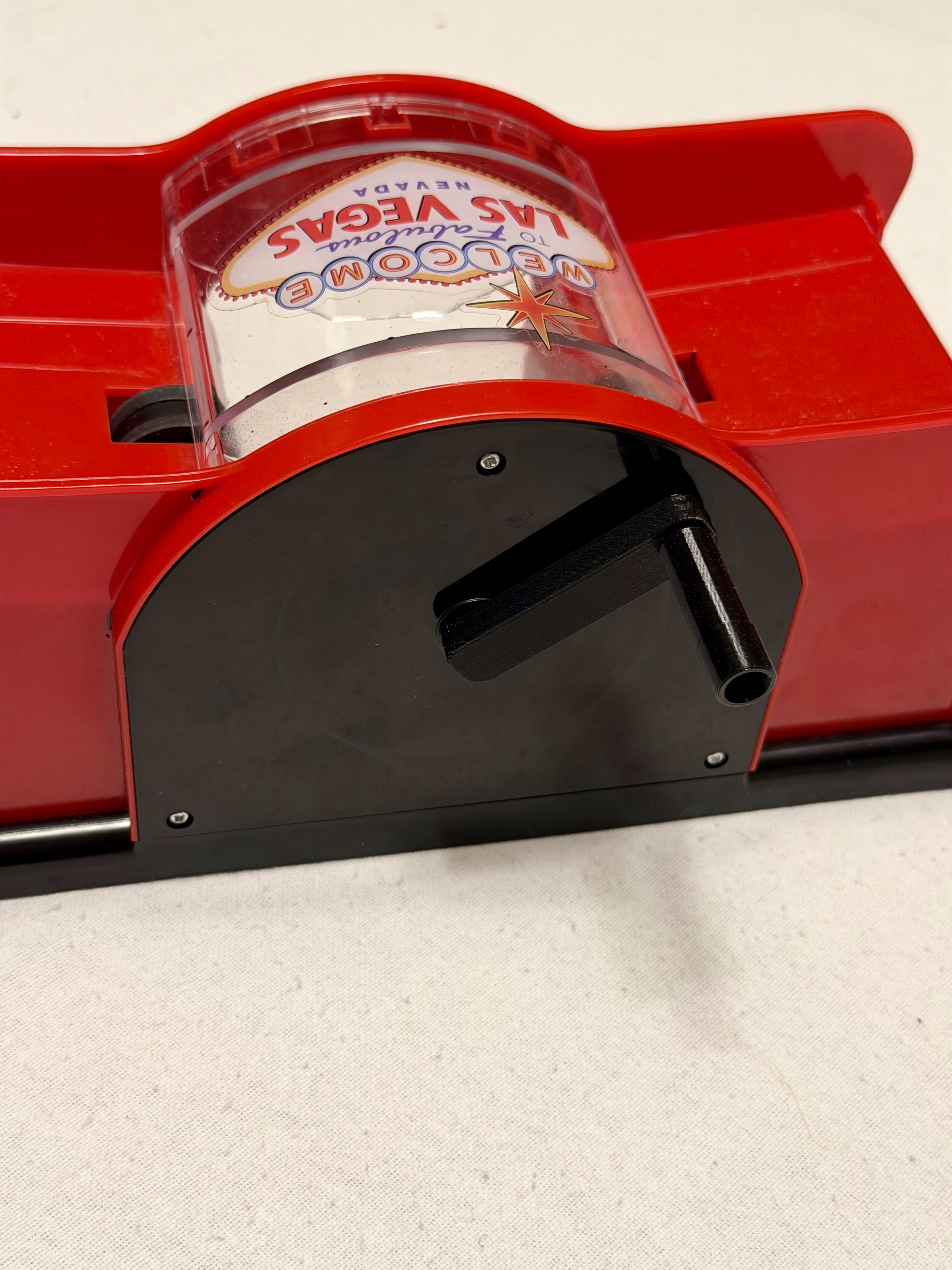 Card shuffler crank and handle