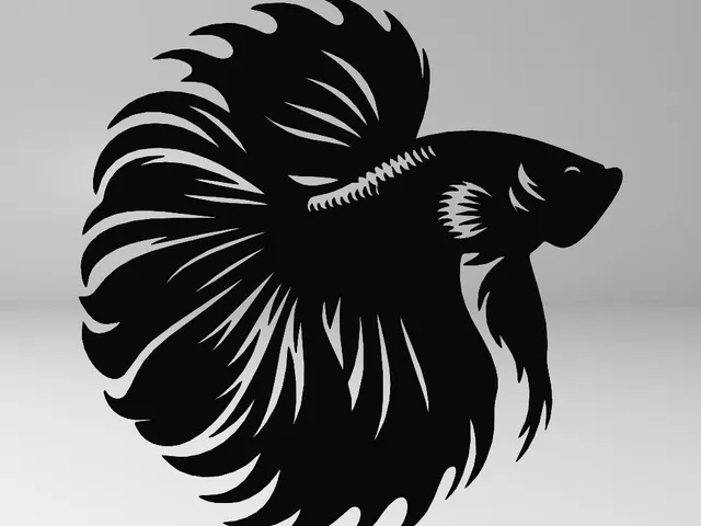 BETA FISH, LINE ART BETA FISH, WALL ART BETA FISH, 2D ART BETA FISH, BETA FISH DECOR