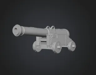 Antique Cannon on a Wooden Carriage