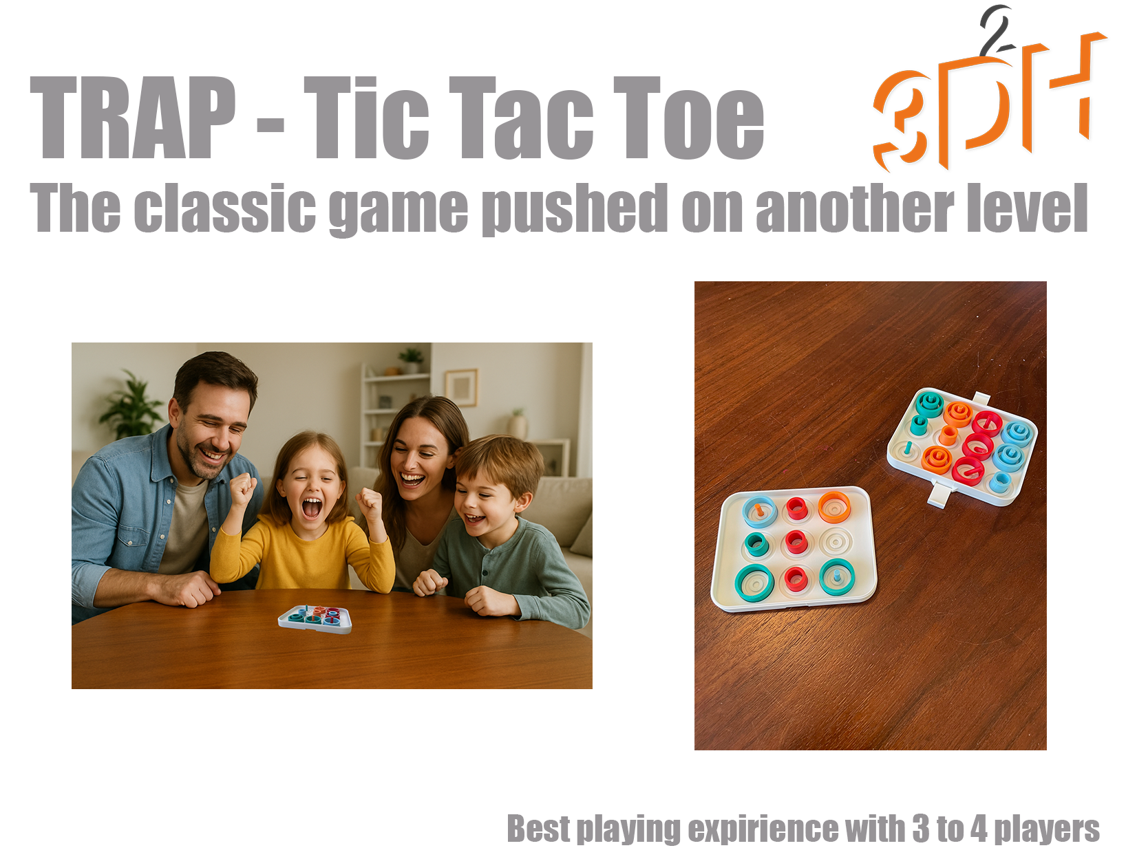 TRAP Tic Tac Toe - Game for 3 to 4 players
