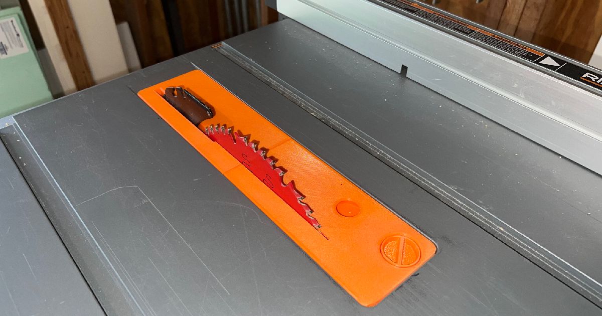 Ridgid R4514 Table Saw Zero Clearance Insert by ChrisCow Download free STL model