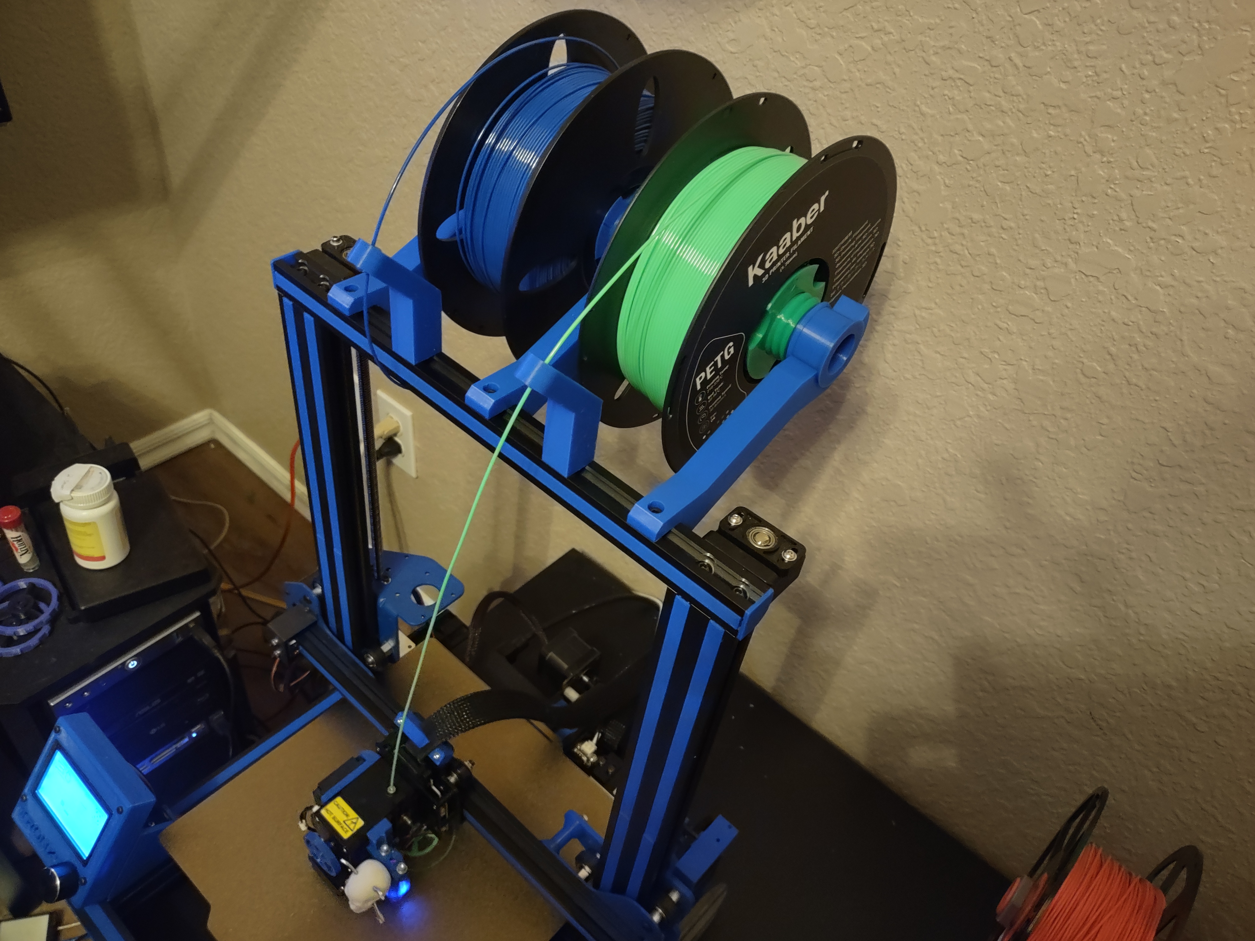Top Mounted Spool Holder for Aluminum Extruded 3D Printer Frames