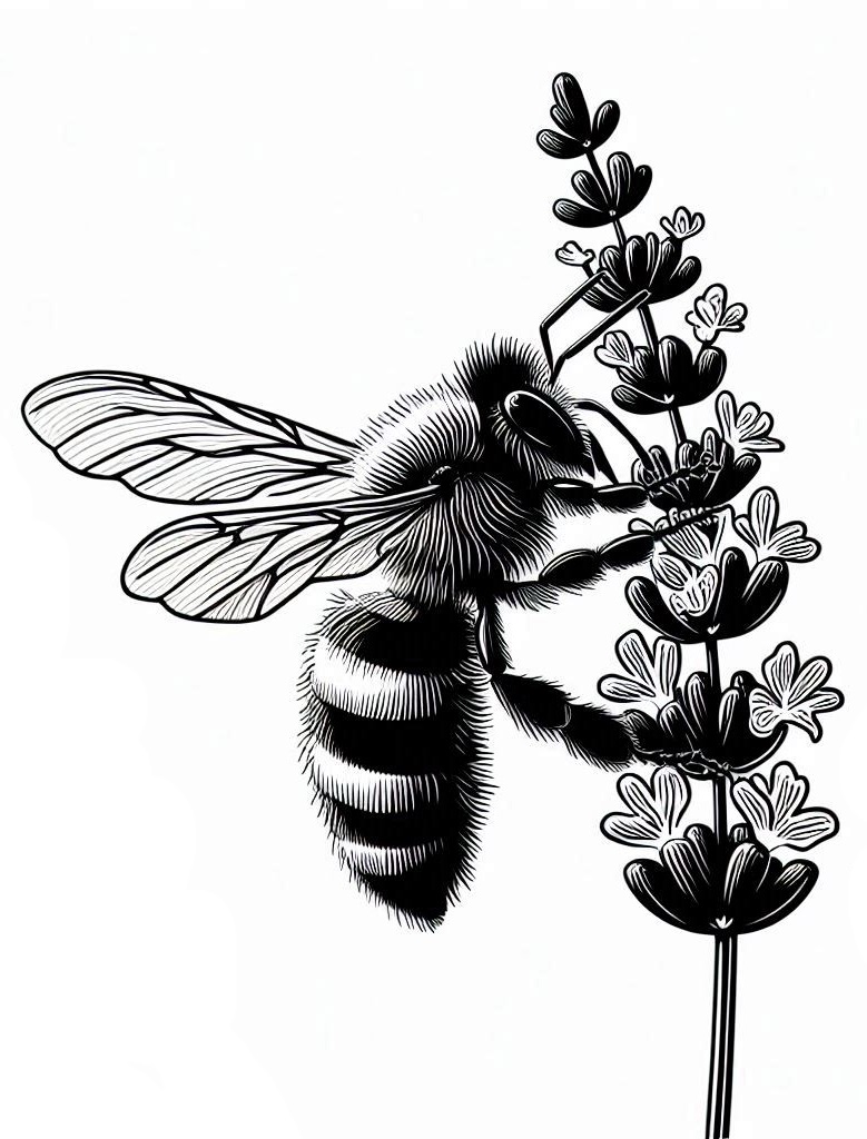 Wall art: Bee on lavender (three colours)