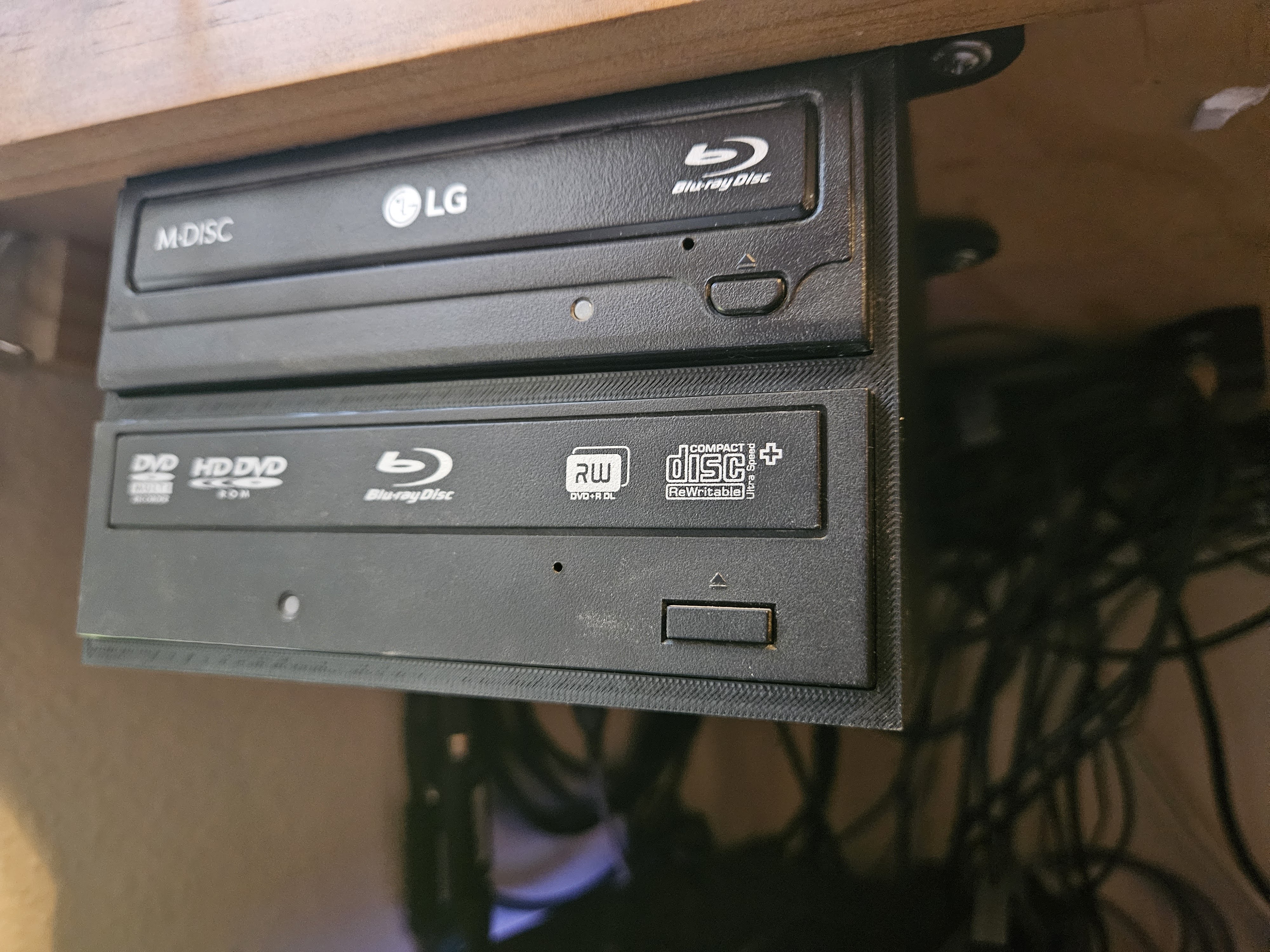 Under desk optical drive mount