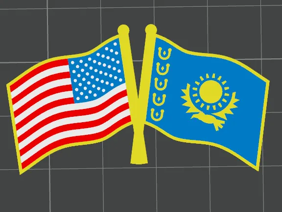 Borat Costume Pin Set: USA and Kazakhstan Flag Pin + Bear Badge | Halloween Lapel Pins | Multicolor