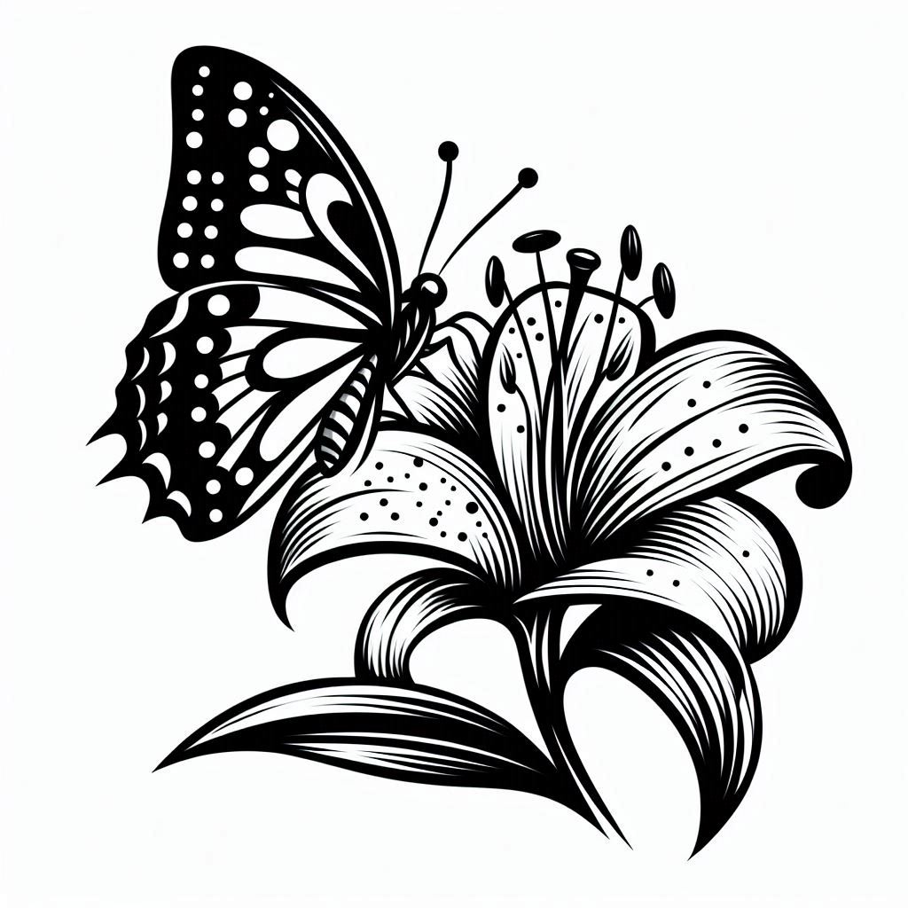 Wall art: Butterfly and lily 1 (four colours)