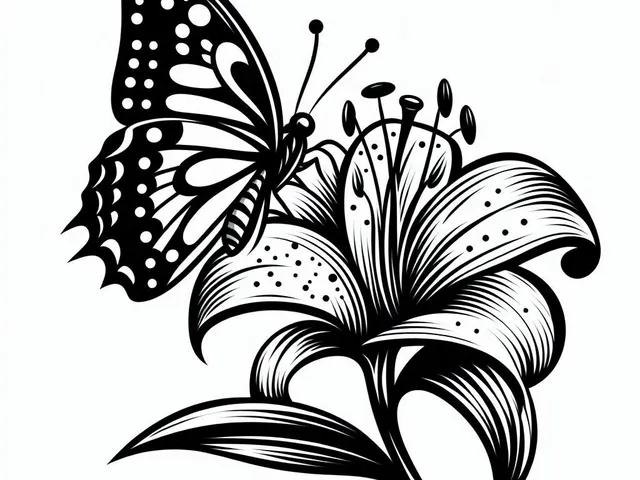 Wall art: Butterfly and lily 1 (four colours)