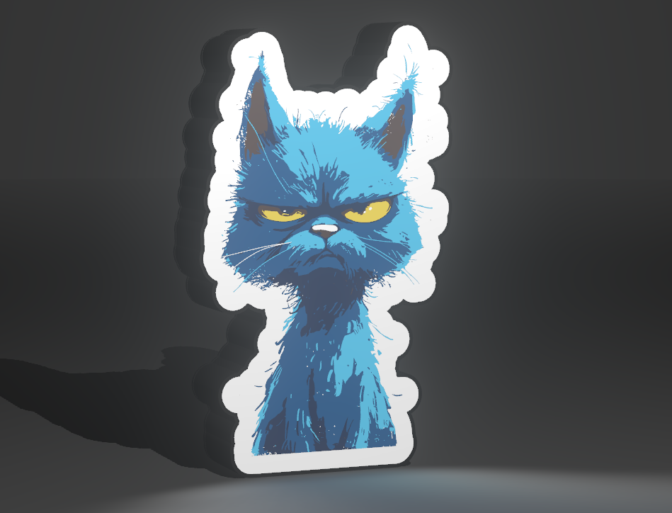 Lámpara LED 3D de Gato Gruñón (Diseño Estilizado y Único)
