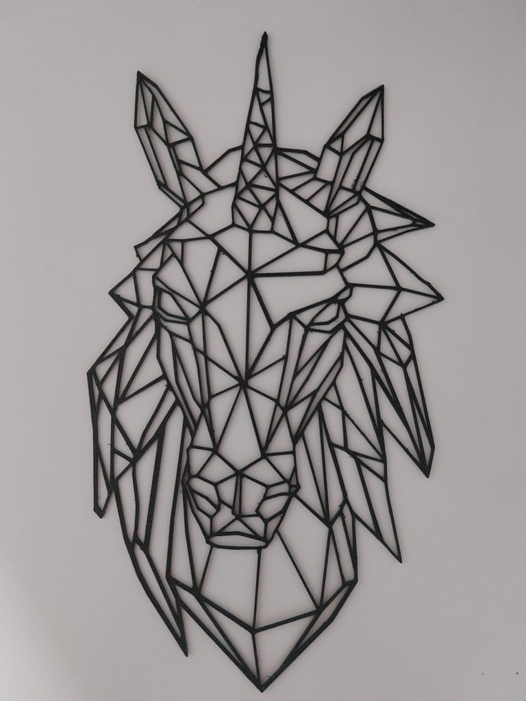 low poly unicorn silhouette head