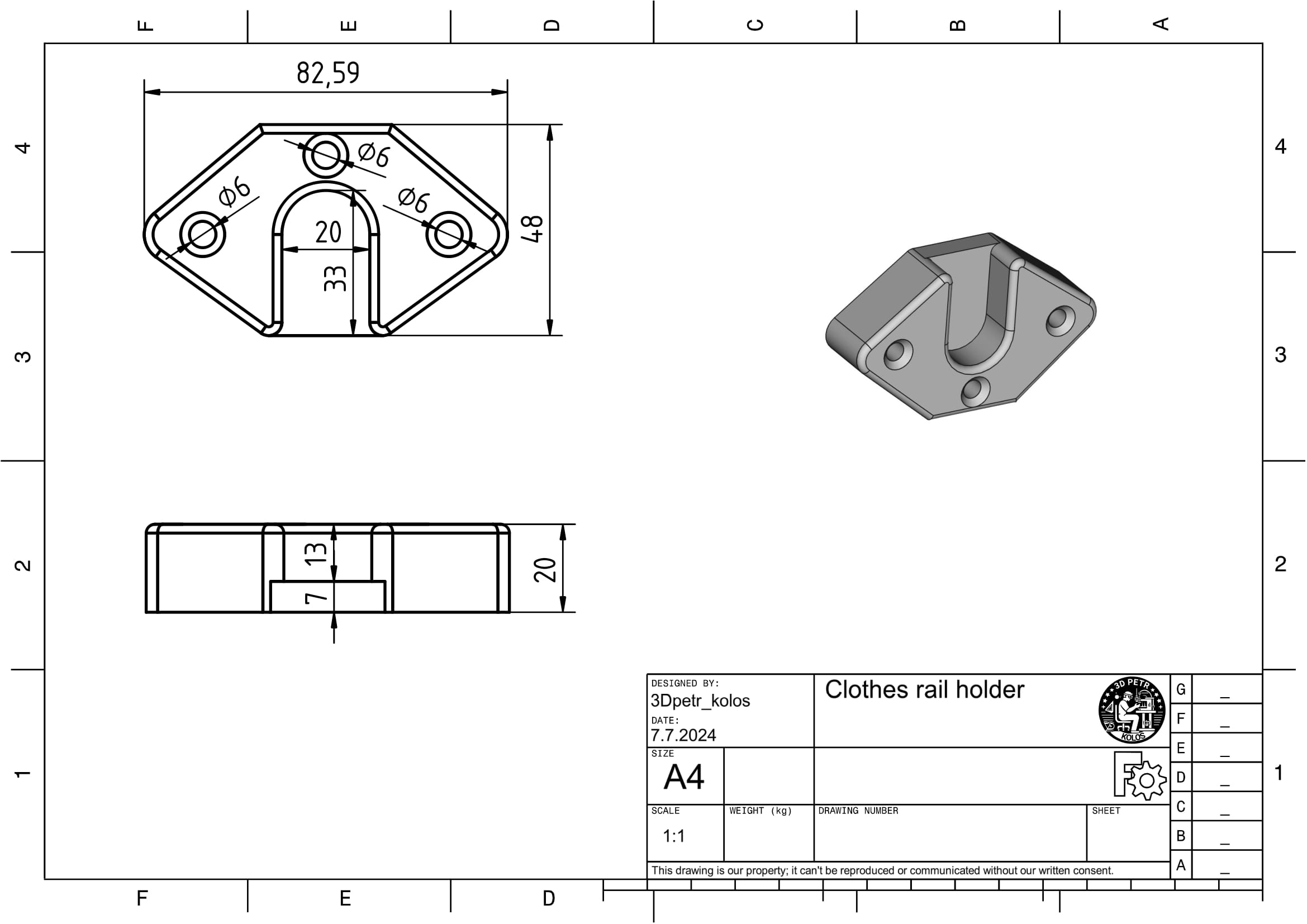 Miniatura 4 do modelo 3D Clothes rail holder