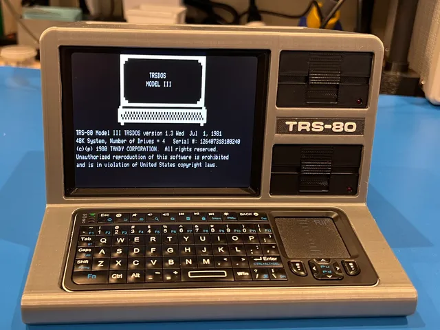 TRS-80 inspired 40% scale model. Raspberry Pi based emulator fits inside.