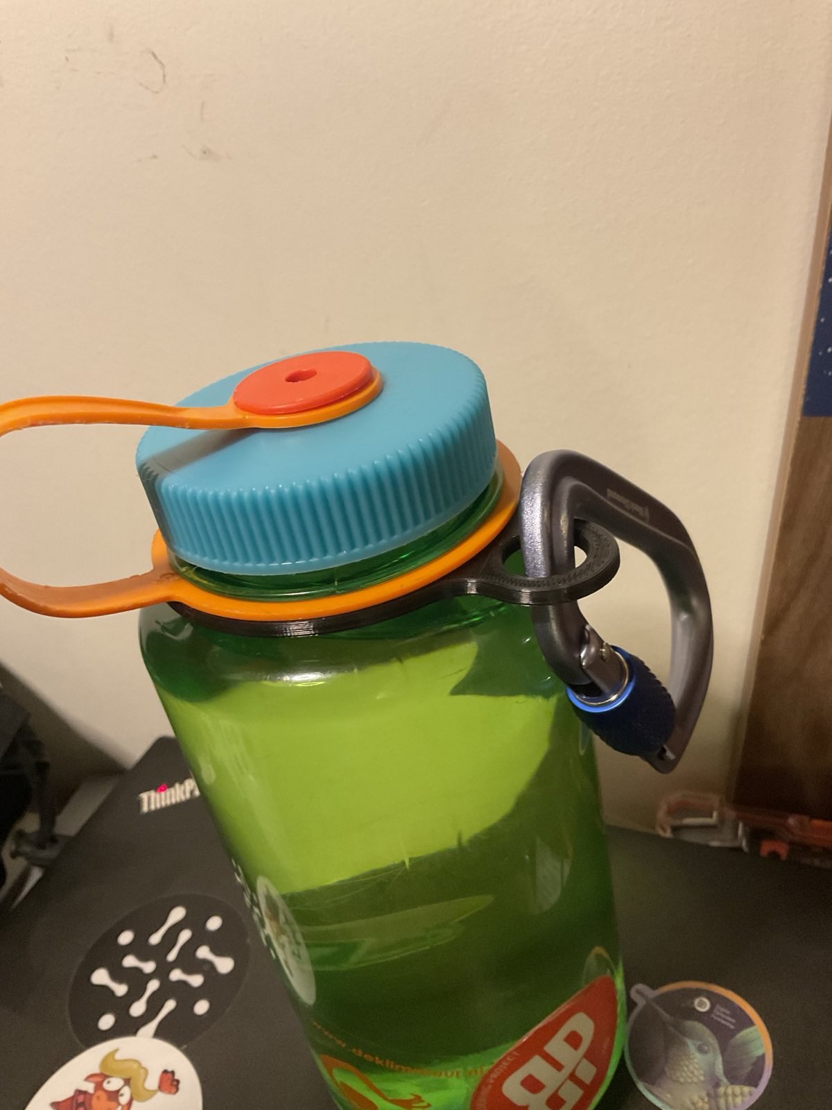 Carabiner ring on Nalgene water bottle (stl, step, gcode)