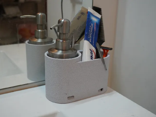 Oval organizer – all purpose or sink soap dispenser & accessory holder with drainage holes