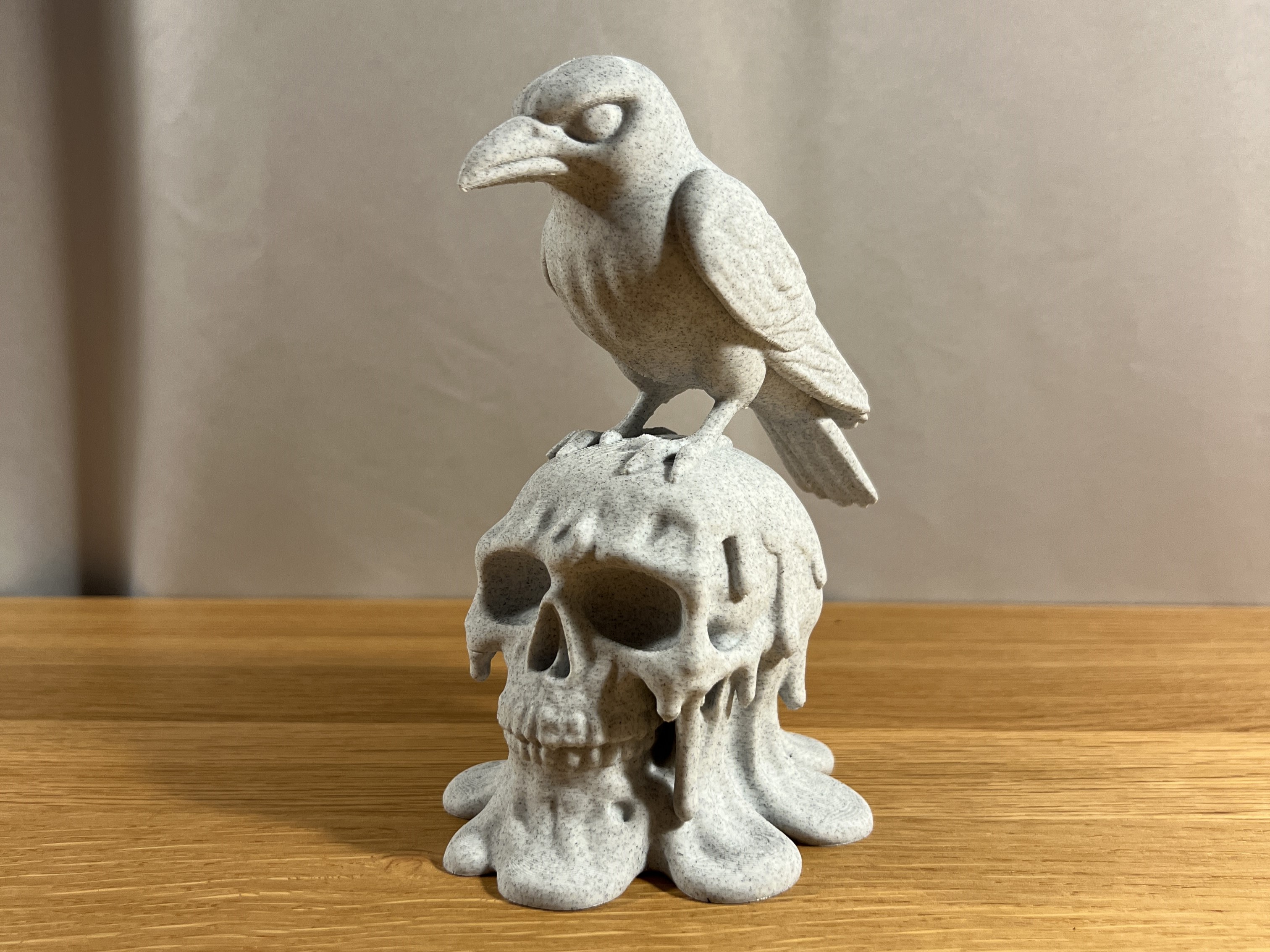 Melted Skull with Crow
