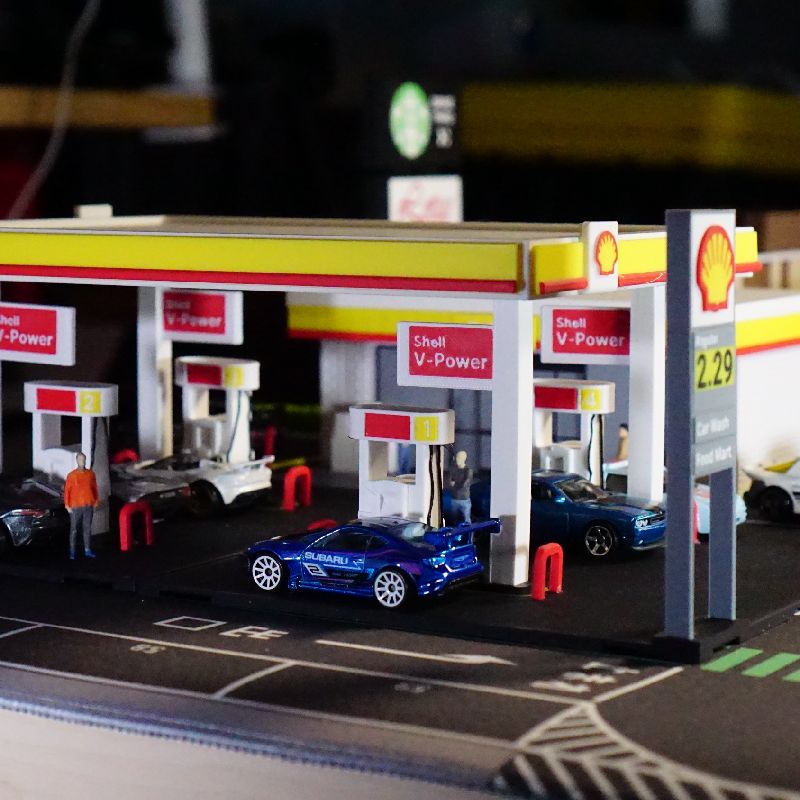 Shell Gas Station Model Set - 1:64 Scale Diorama by LAYRLAB | Download ...