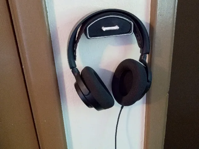 Headphone Wall Mount with Accented Drawer and Handle
