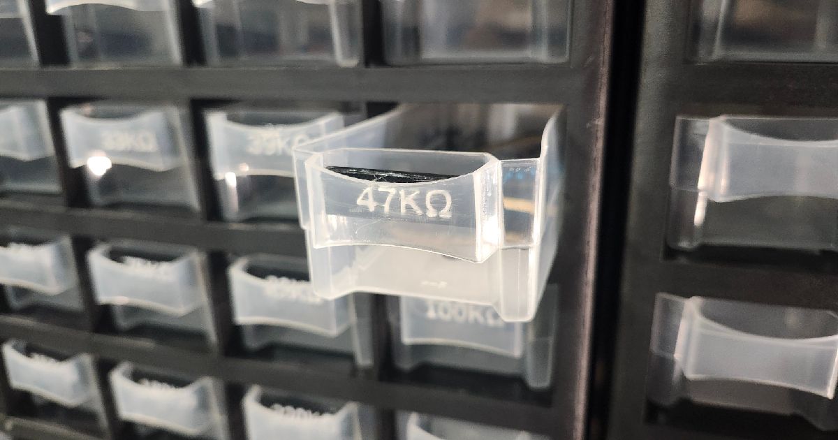 E24 resistor labels for Harbor Freight 40 bin organizer by KVN Ahr