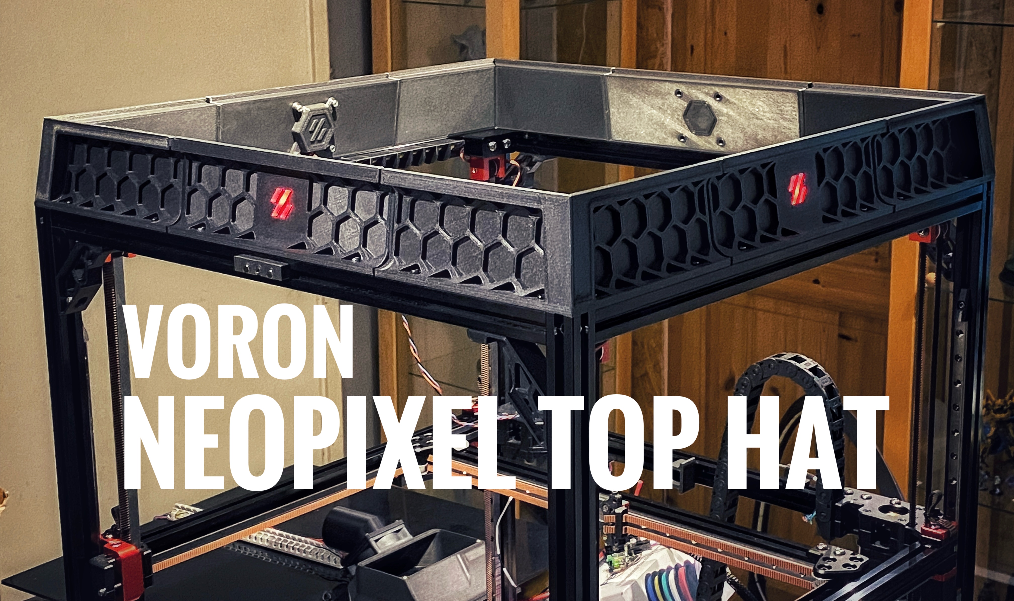 VORON 2.4 TRIDENT CANOPY TOP HAT NEOPIXEL LED MOD!!! CONTROLLED BY MACRO!