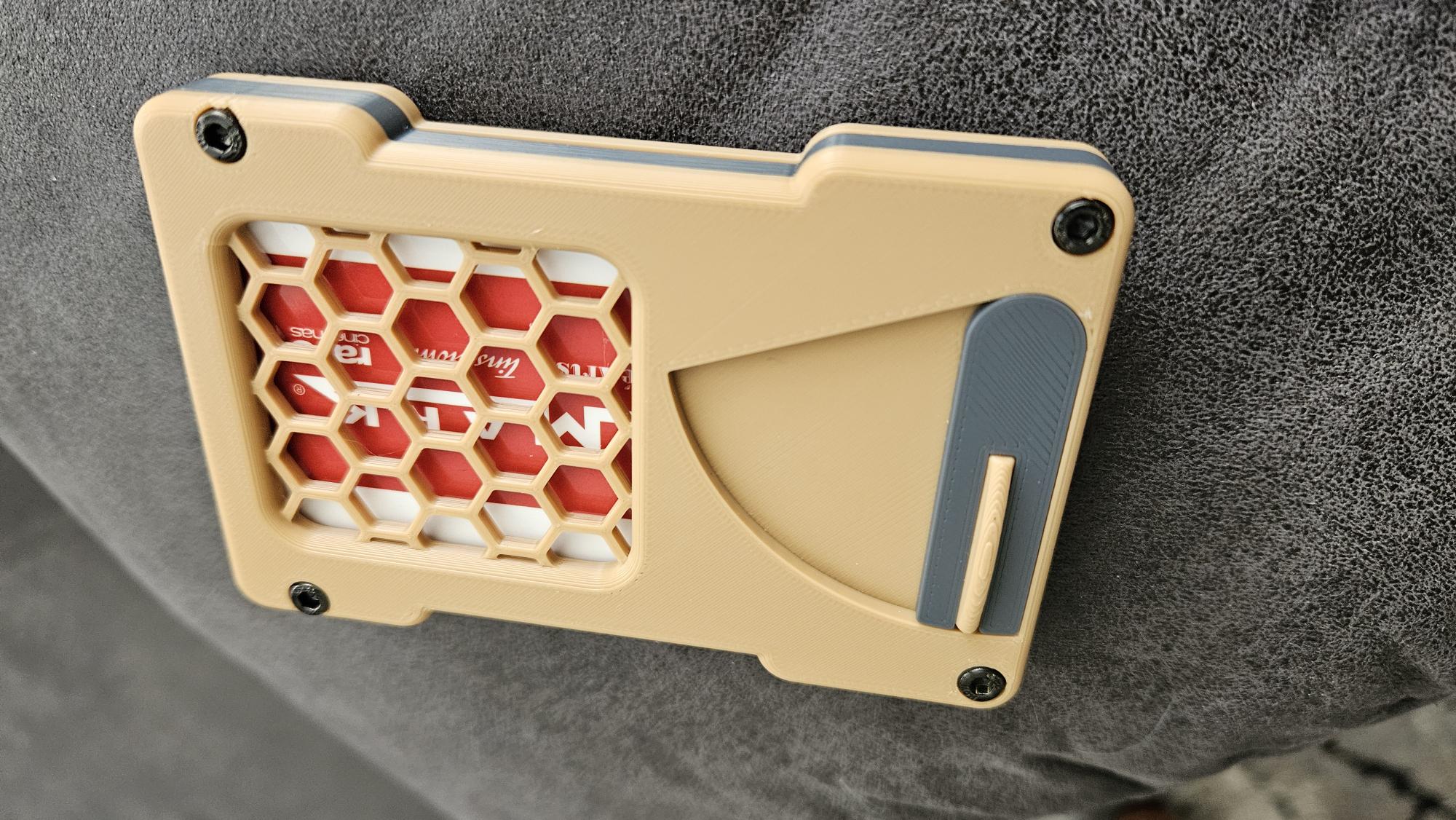 Card Wallet Top honeycomb window and Bottom Door half moon divot variation 3D model thumbnail