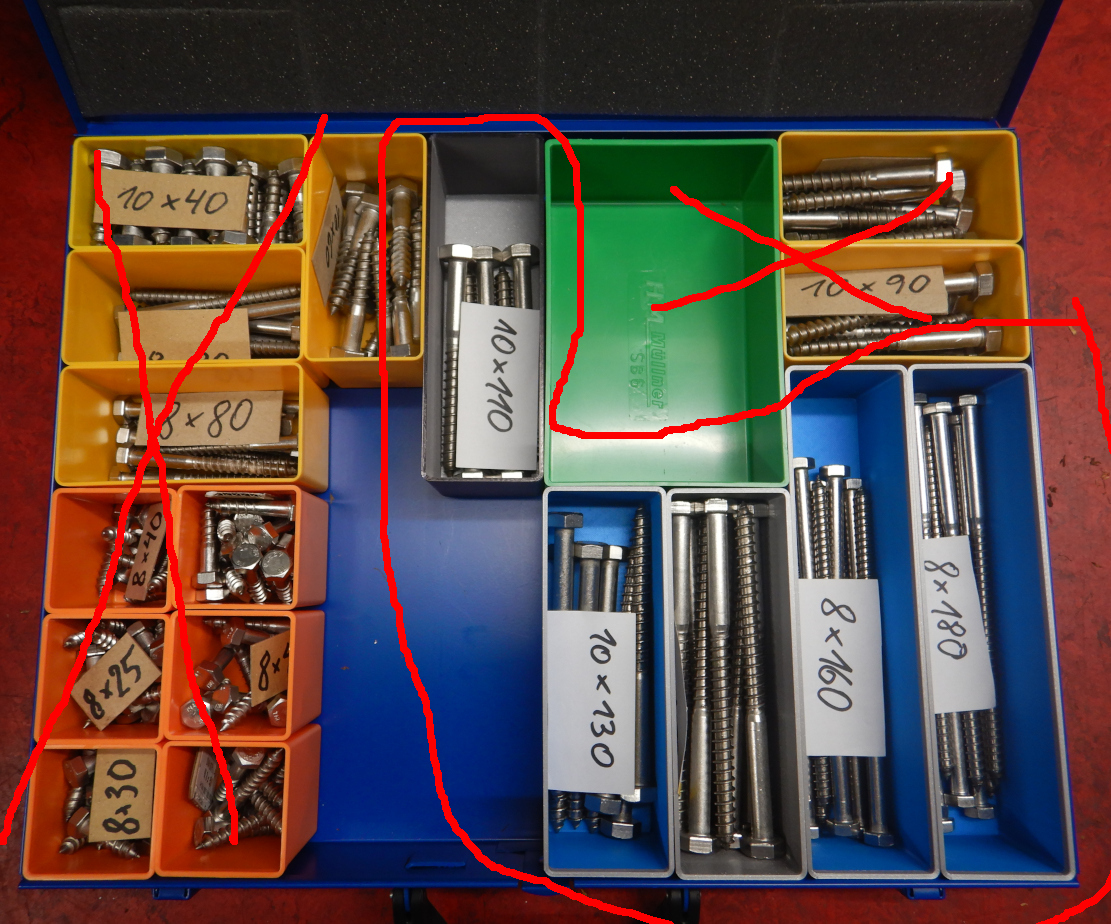 Einsätze für Sortimentkoffer Allit Eurobox inserts for Assortmentbox 440x330x66, 54 mm Raster grid